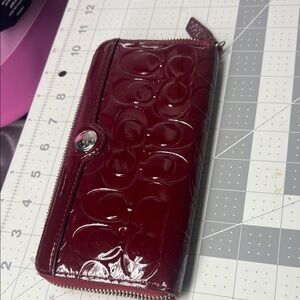 Coach Deep Red Patent Leather Wallet